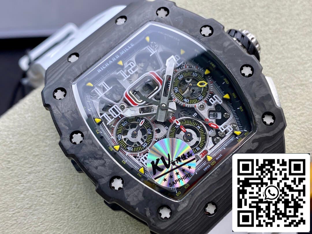 Richard Mille RM011-03 1:1 Meilleure édition KV Factory Bracelet blanc en fibre de carbone