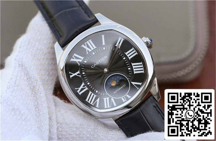 Drive De Cartier Moonphase WGNM0009 1:1 Meilleure édition en acier inoxydable Cadran noir