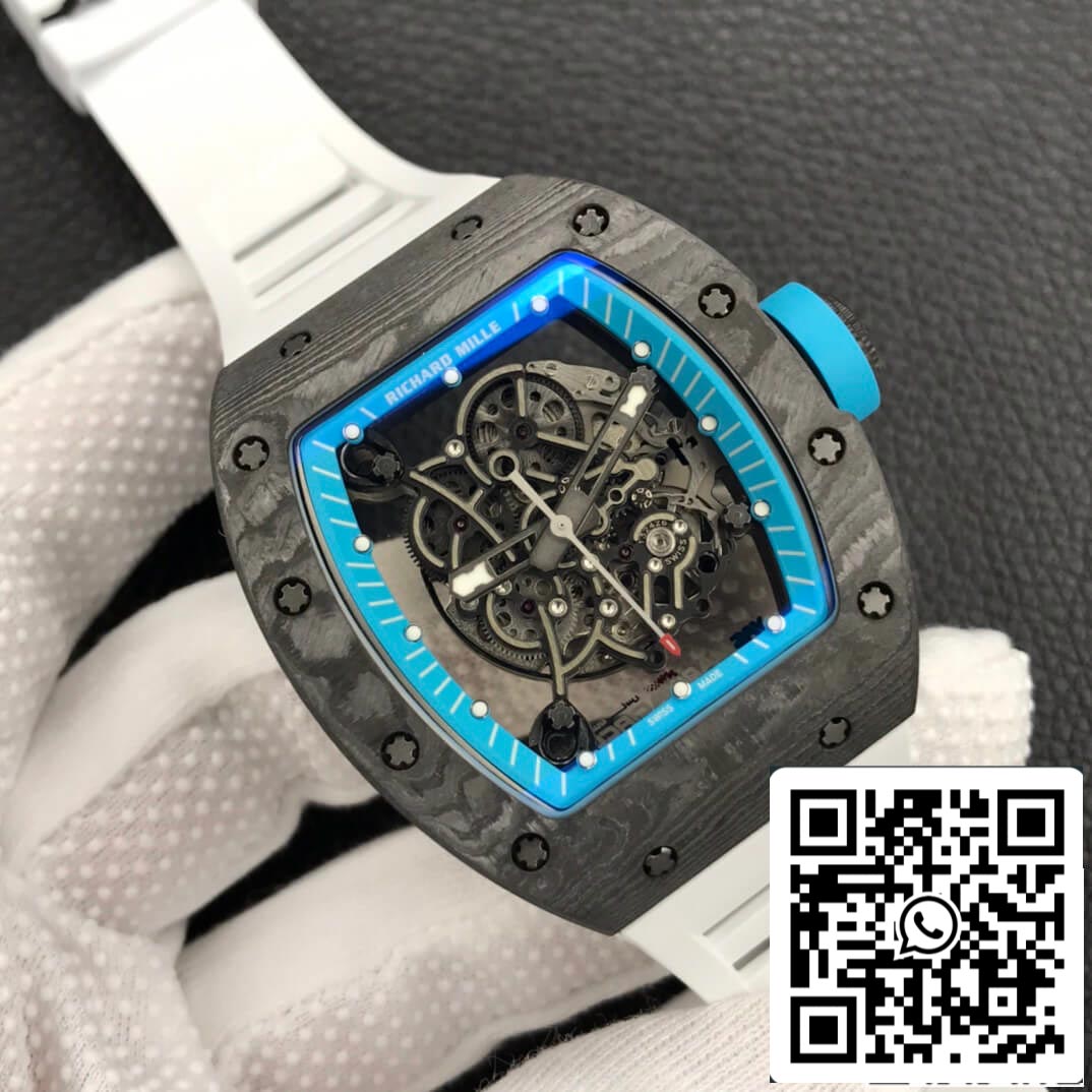 Richard Mille RM055 1:1 Melhor Edição ZF Factory Mostrador Esqueleto de Fibra de Carbono