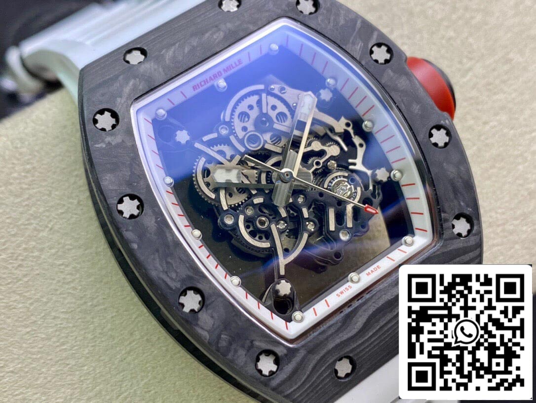 Richard Mille RM055 1:1 Melhor Edição KV Factory V2 Pulseira de borracha branca