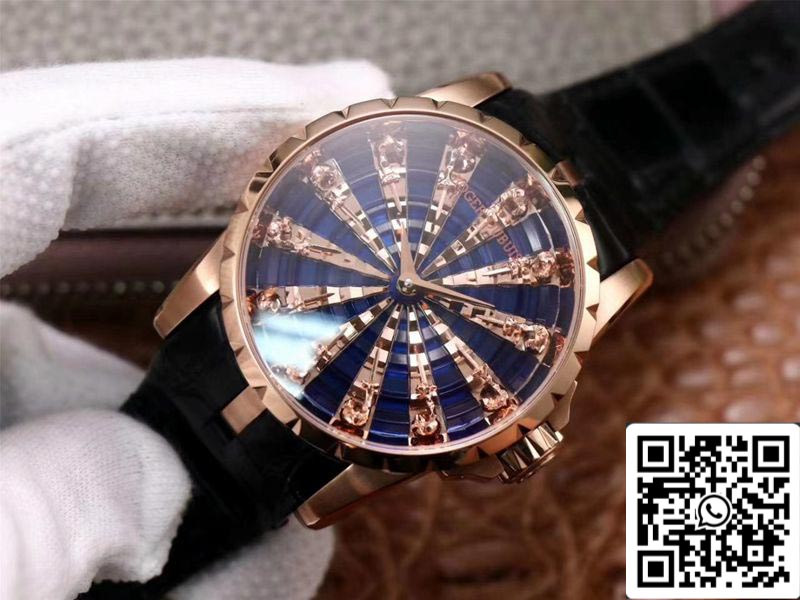 Roger Dubuis Excalibur RDDBEX0684 1:1 Meilleure édition ZZ Factory Or Rose Cadran Bleu Suisse ETA9015