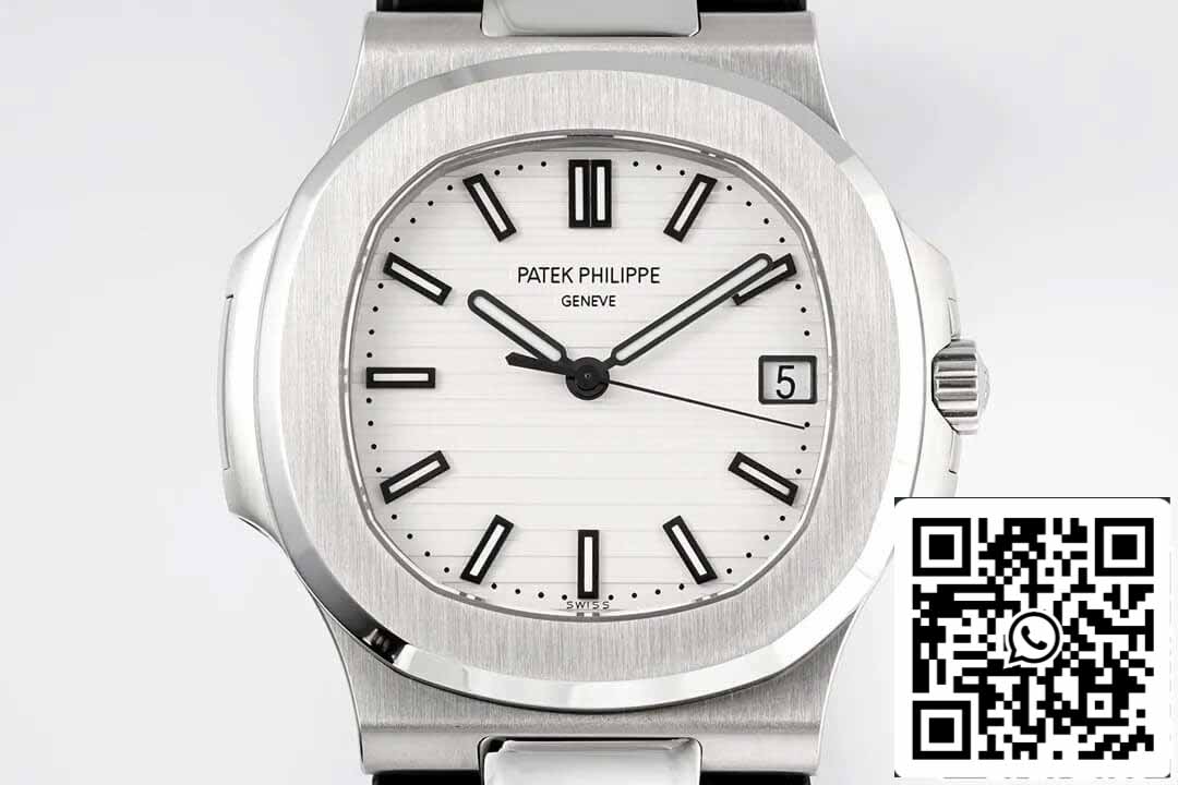 Patek Philippe Nautilus 5711 1:1 Meilleure édition PPF Factory Cadran blanc Bracelet en caoutchouc