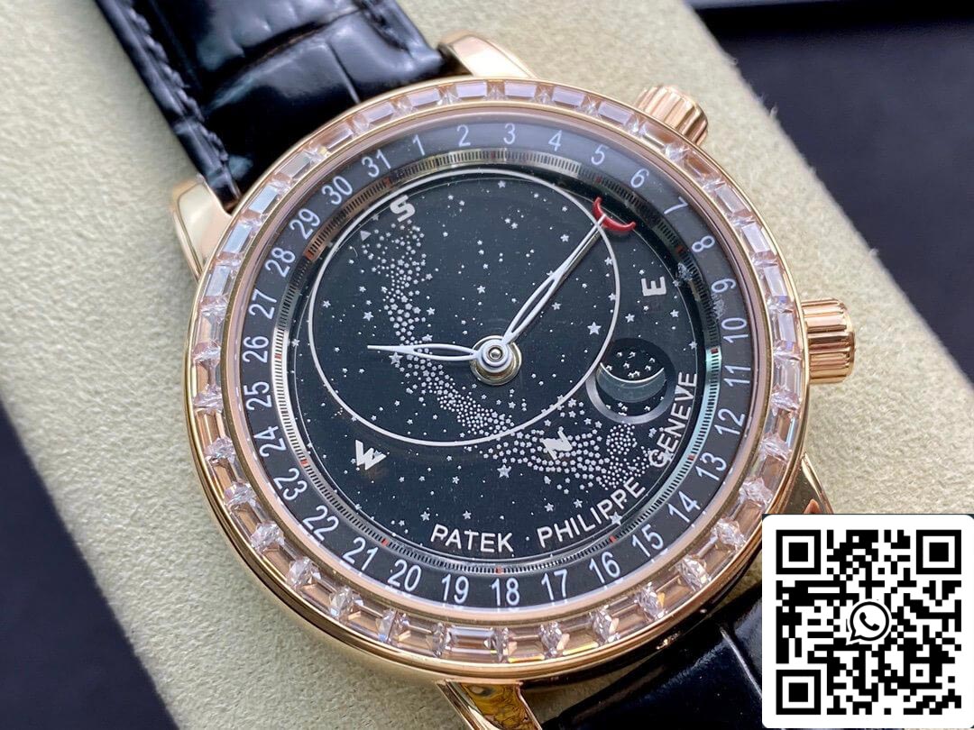 Patek Philippe Grand Complications 6104R-001 1:1 Melhor Edição AI Factory Sky Moon Mostrador Preto