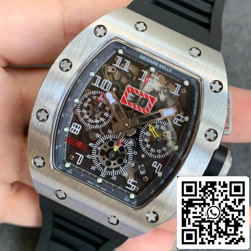 Richard Mille RM011 1:1 Best Edition KV Factory Black Rubber Strap