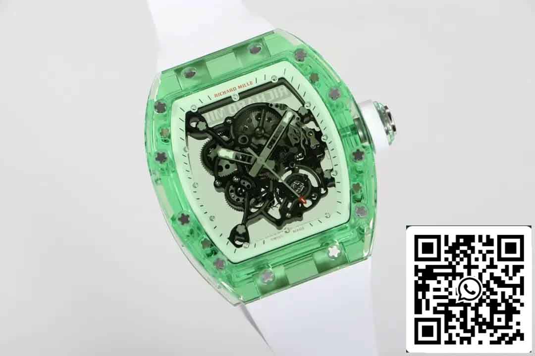 Réplique Richard Mille RM055 Meilleure édition 1:1 RM Factory Green Transparent Case