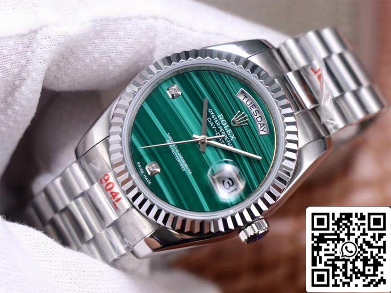 Rolex Day Date President 18038 1:1 Meilleure édition Cadran diamant vert malachite Mouvement suisse