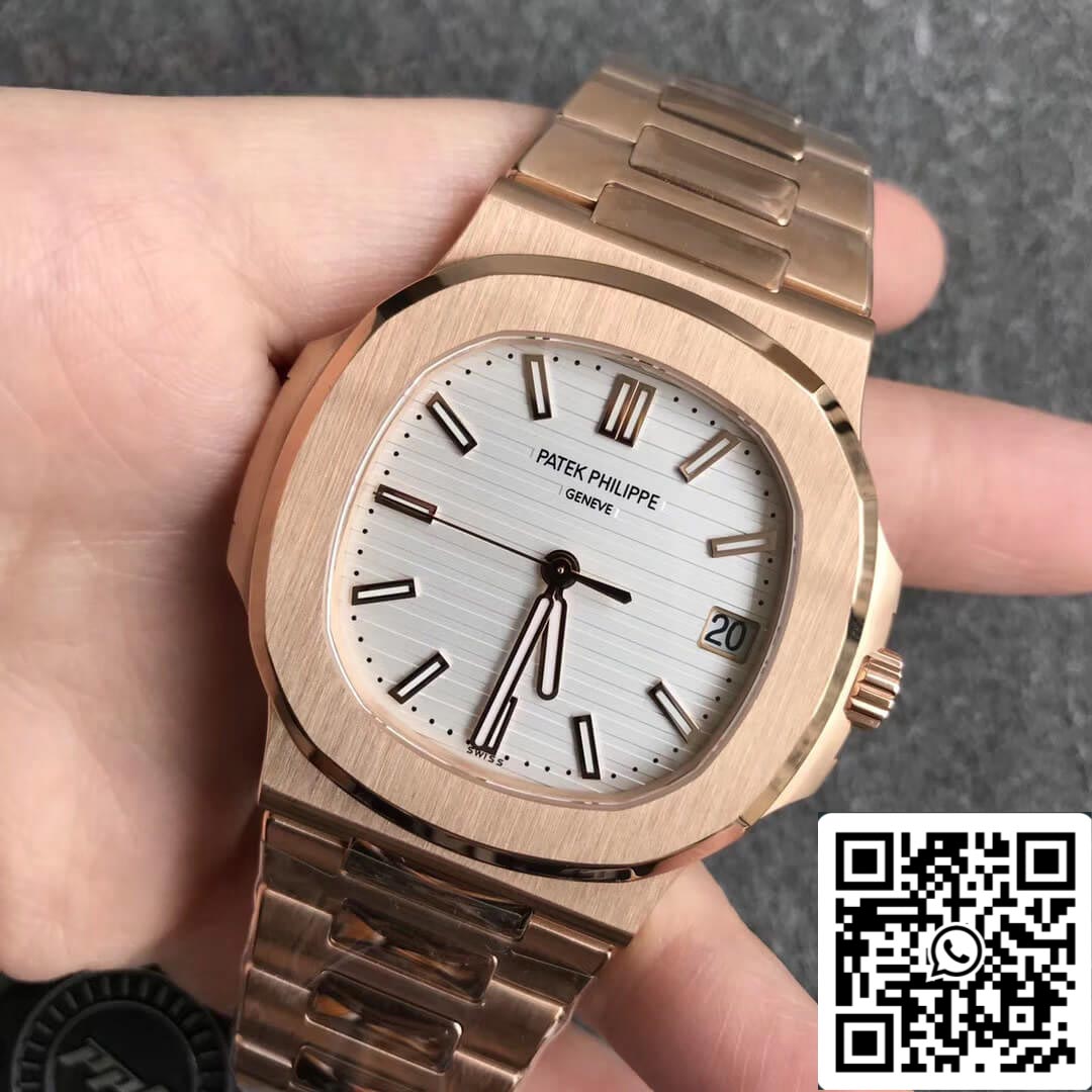 Patek Philippe Nautilus 5711/1R-001 1:1 Meilleure édition PPF Factory V4 Or rose Cadran blanc Suisse ETA324