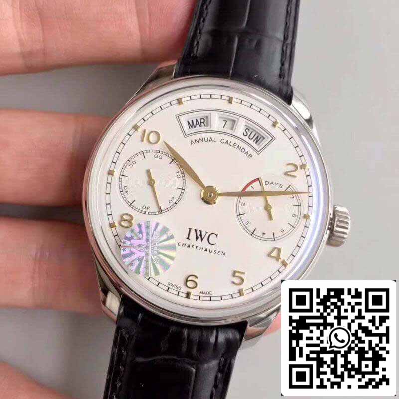 IWC Portugieser Calendario Anual IW503501 YL Factory 1:1 Mejor Edición Suizo ETA52850 Esfera Blanca