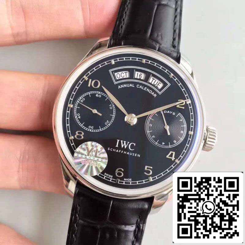 IWC Portugieser Calendario Anual IW503502 YL Factory 1:1 Mejor Edición Suizo ETA52850 Esfera Negra