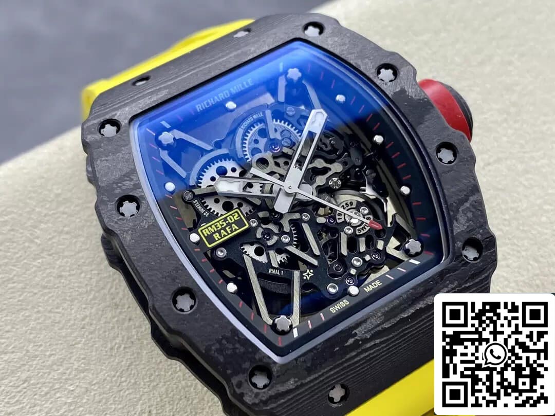 Richard Mille RM35-02 1:1 Best Edition T+ Factory NTPT Carbon Fiber Yellow Strap