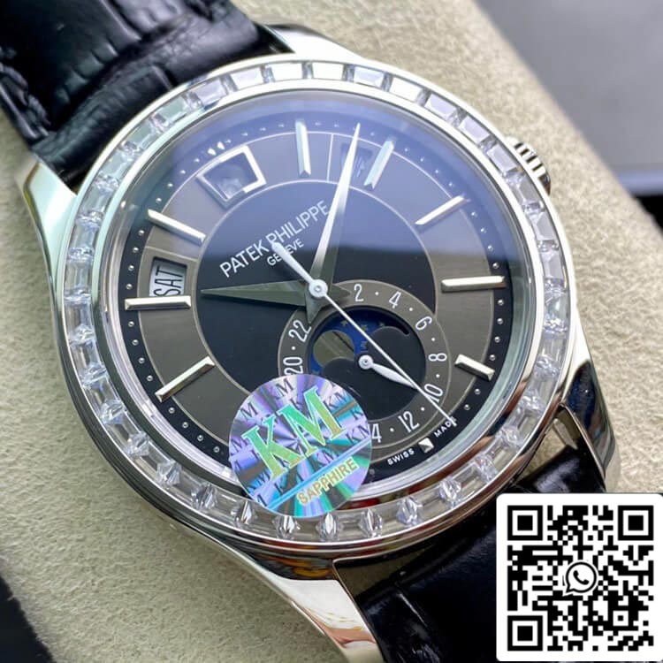 Patek Philippe Complicações 5205G 1:1 Melhor Edição KM Factory Diamond Bezel