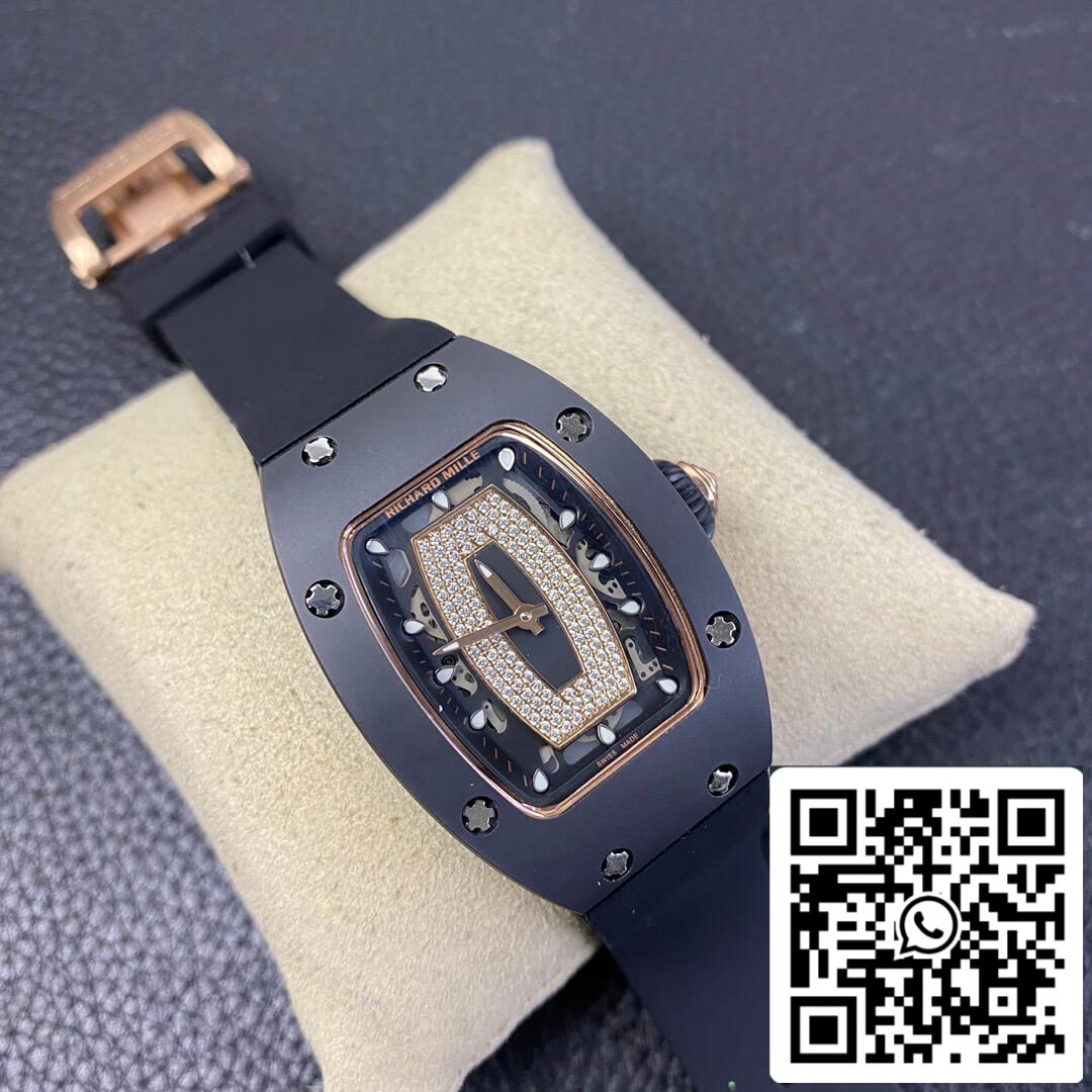 Richard Mille RM 07-01 1: 1 Best Edition RM Factory cinturino in caucciù nero