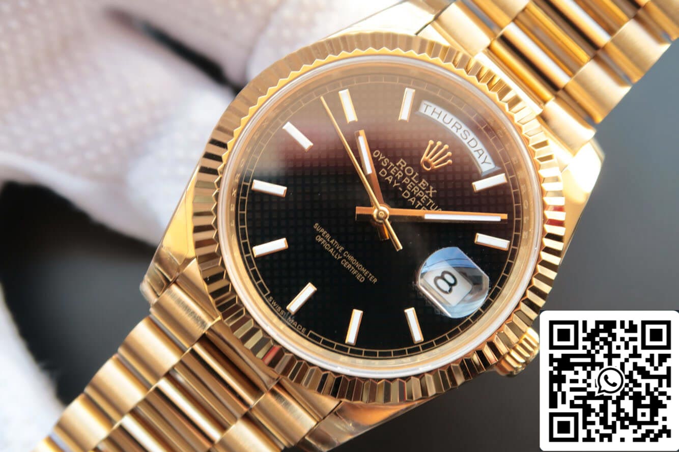 Rolex Day Date M228238-0004 1:1 Melhor Edição EW Factory Mostrador Preto