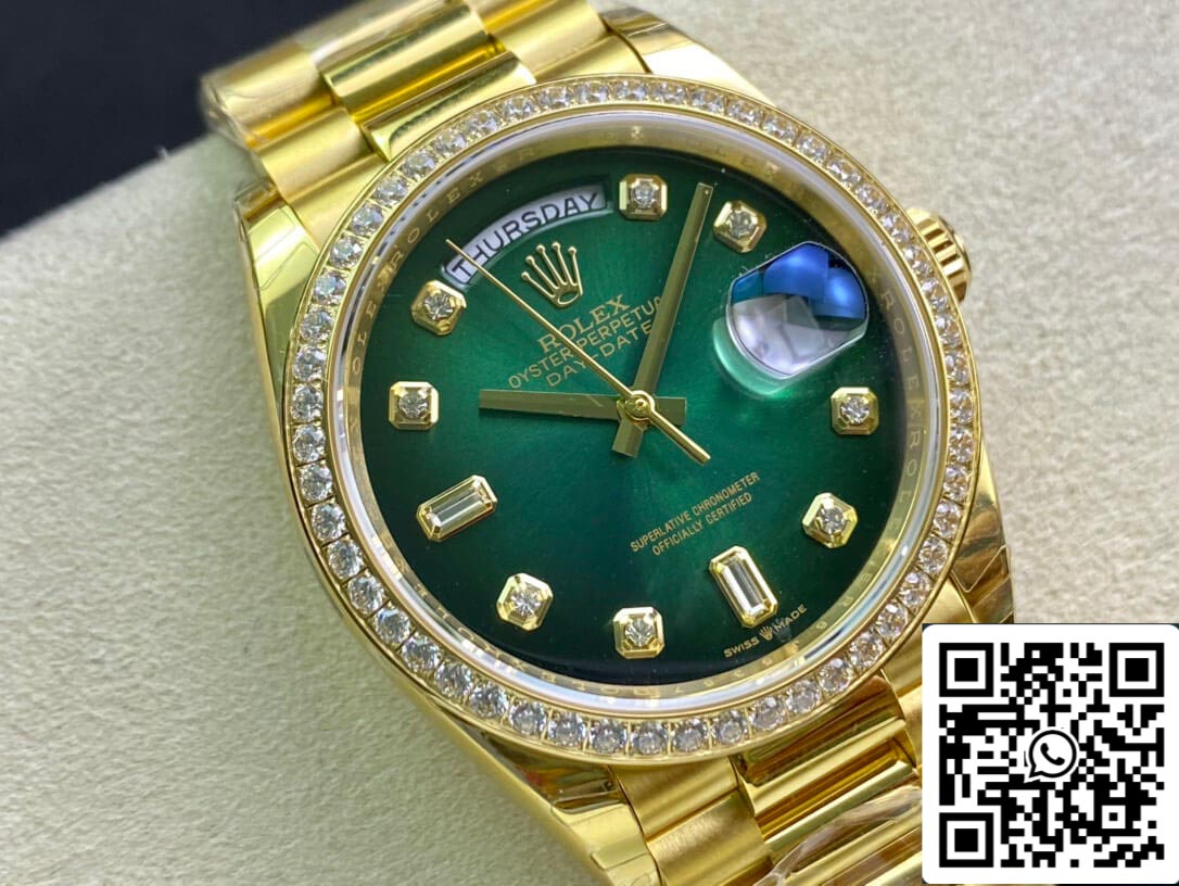 Rolex Day Date M128348RBR-0035 1:1 Meilleure édition EW Factory Cadran vert dégradé