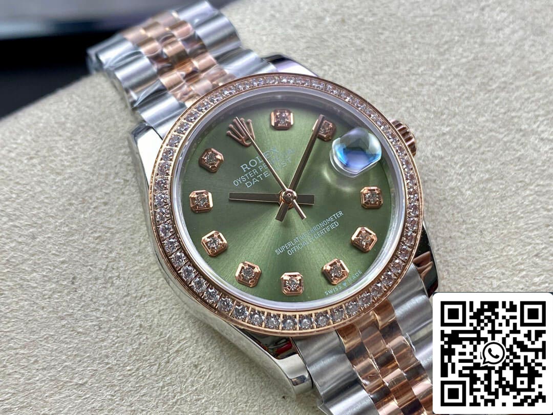 Rolex Datejust 31MM 1:1 Best Edition EW Factory mostrador verde em ouro rosa