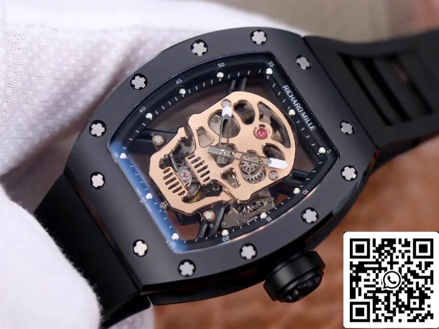 Richard Mille RM52-01 Tourbillon 1:1 Meilleure édition JB Factory Cadran crâne en or rose