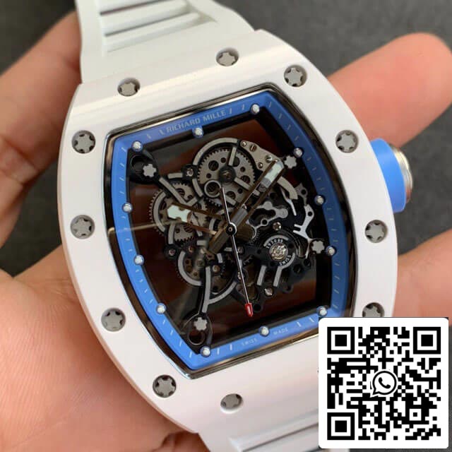 Richard Mille RM055 1:1 Meilleure édition KV Factory V2 Bracelet blanc