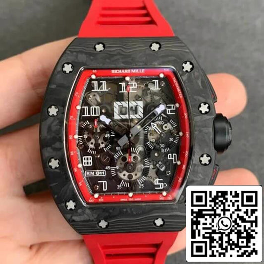 Richard Mille RM-011 1:1 Meilleure édition KV Factory V2 Boîtier en carbone forgé noir