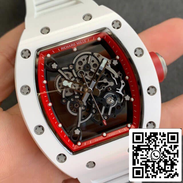 Richard Mille RM055 1:1 Meilleure édition KV Factory V2 Bracelet en caoutchouc céramique