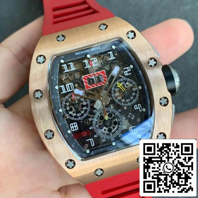 Richard Mille RM011 1:1 Meilleure édition KV Factory Bracelet rouge en or rose