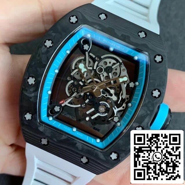 Richard Mille RM055 1:1 Best Edition KV Factory V2 cinturino in gomma in fibra di carbonio