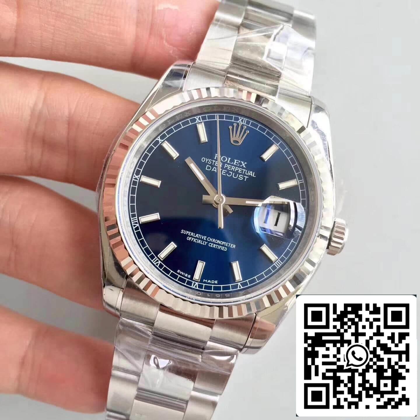 Rolex Datejust 36 mm 116234 AR Factory 1:1 Meilleure édition suisse ETA3135 Marqueur à cadran bleu