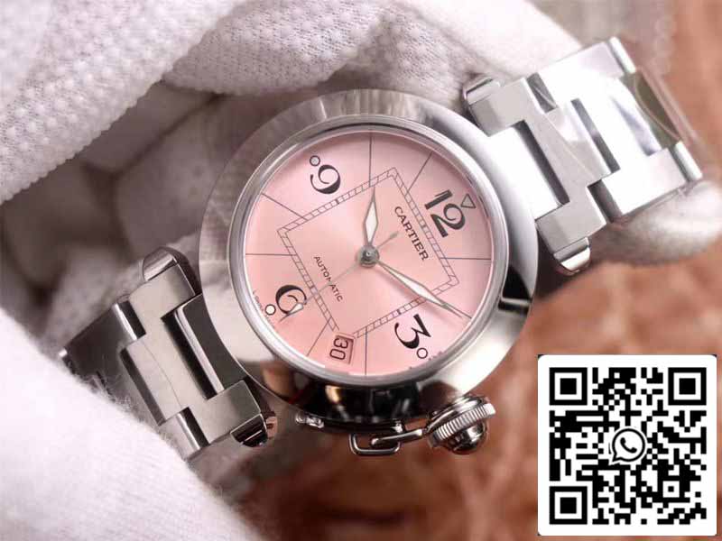 Cartier Pasha W31075M7 1:1 Melhor Edição V9 Fábrica Rosa Mostrador Swiss Cal.049