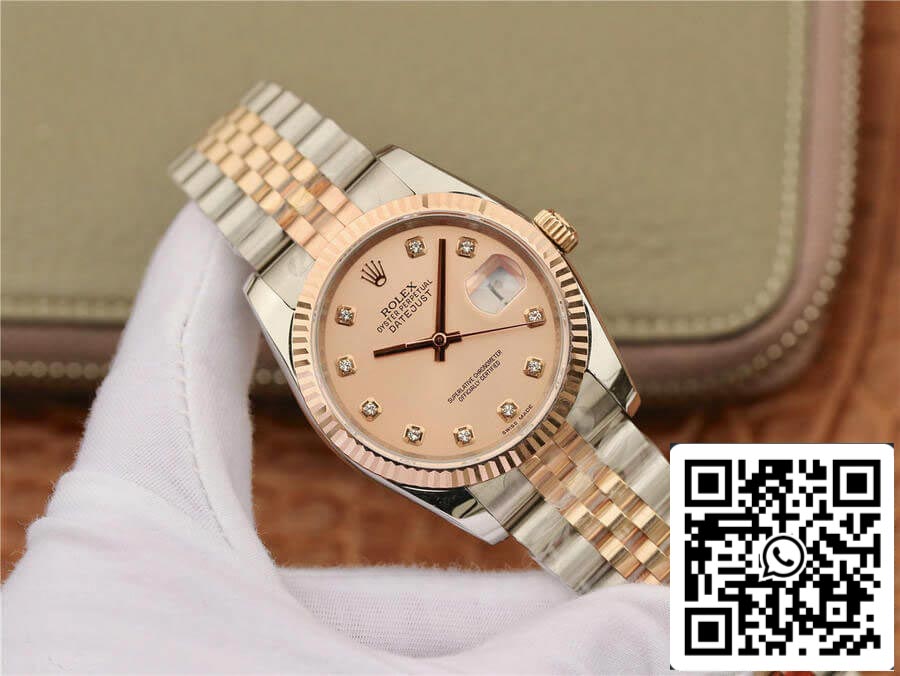 Rolex Datejust 116231 36MM 1:1 Melhor Edição GM Factory com mostrador rosa com diamante