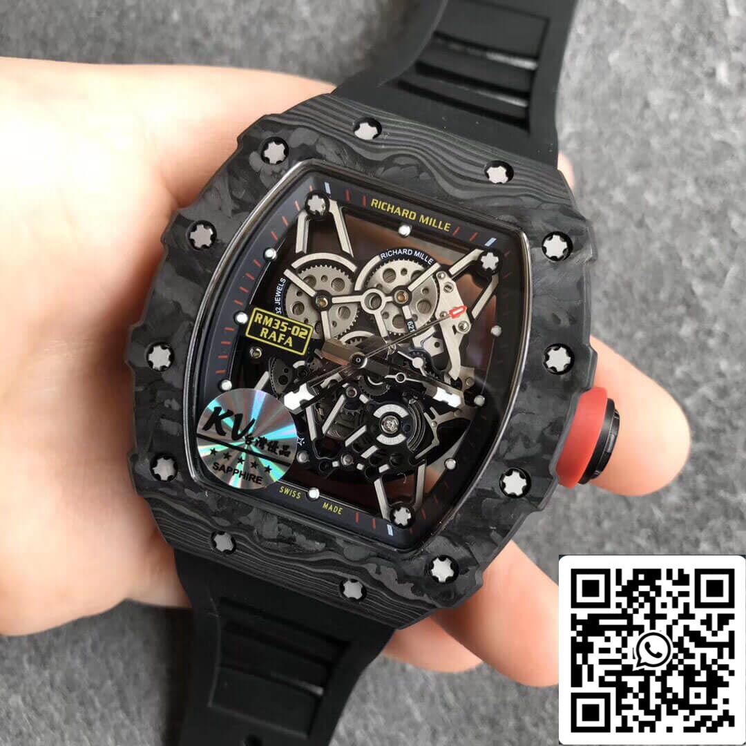 Richard Mille RM35-02 1:1 Melhor Edição KV Factory V3 Pulseira Preta