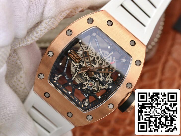 Richard Mille RM035 Americas KV Factory 1:1 Melhor Edição Pulseira Branca em Ouro Rosa