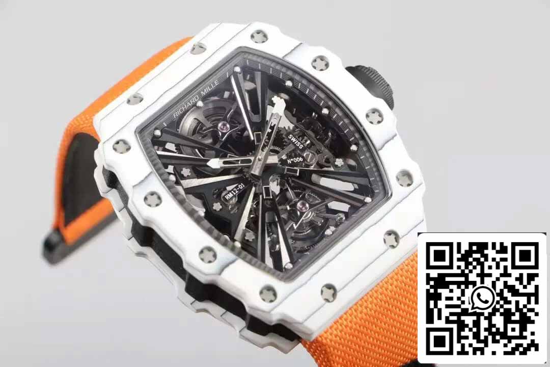 Richard Mille RM12-01 Tourbillon 1:1 Meilleure édition RM Factory Boîtier en fibre de carbone Bracelet orange