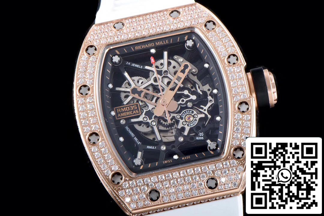 Richard Mille RM035 Cassa in oro rosa con diamanti KV Factory in scala 1:1 delle Americhe