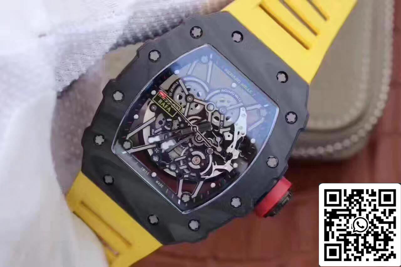 Richard Mille RM35-02 KV Factory 1:1 Meilleure édition suisse ETA8215 Bracelet en caoutchouc jaune