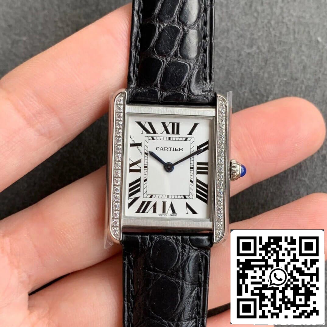 Cartier Tank 1:1 Best Edition K11 Fabrik schwarzes Lederarmband