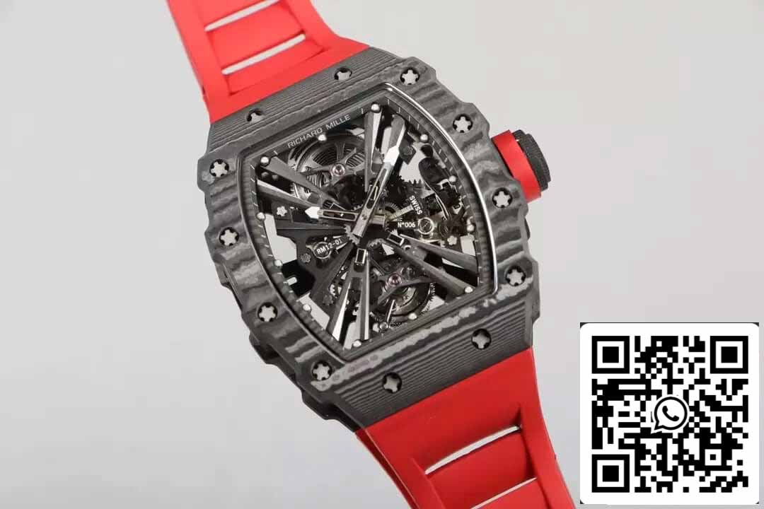 Richard Mille RM12-01 Tourbillon 1:1 Meilleure édition RM Factory Cadran squelette en fibre de carbone