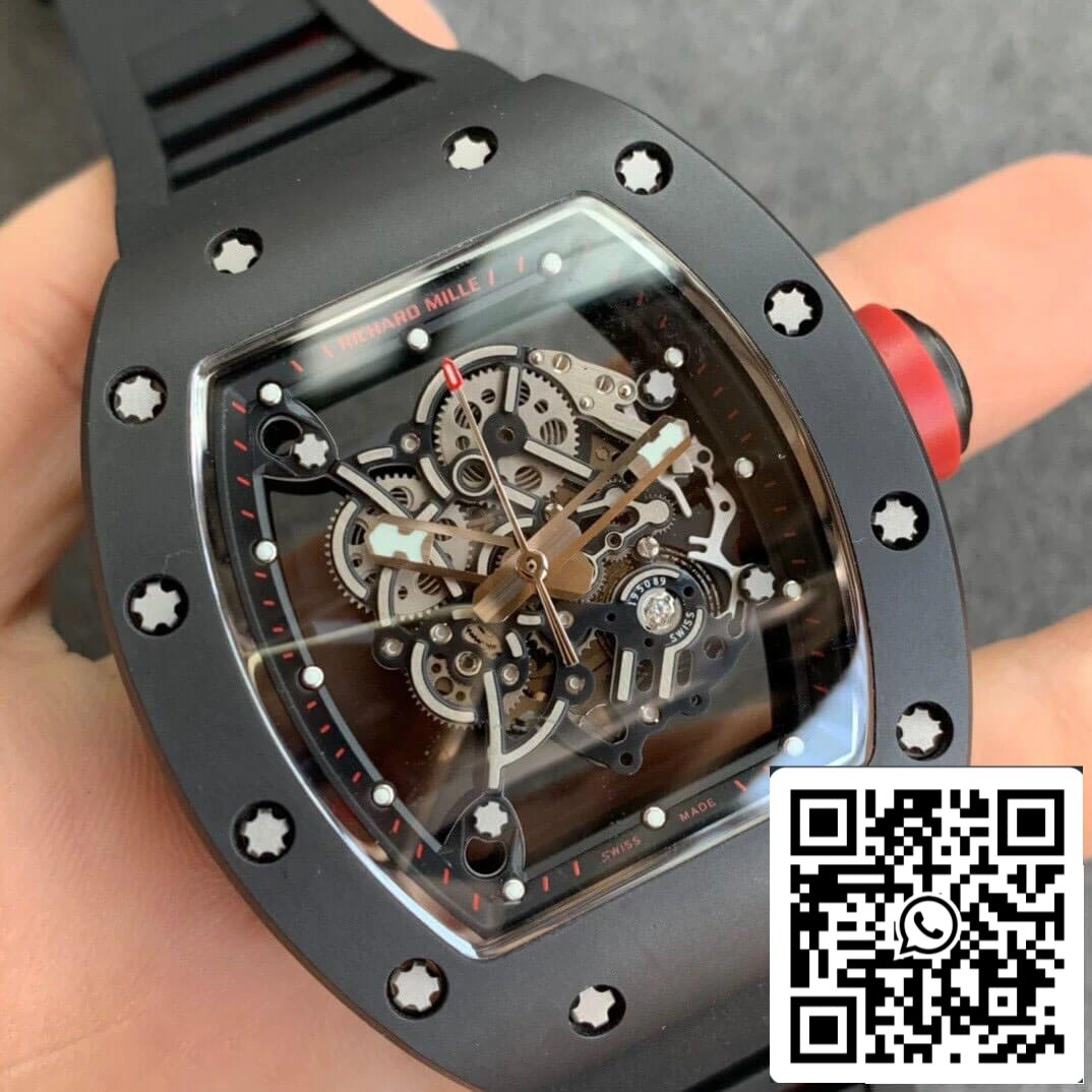 Richard Mille RM055 1:1 Best Edition KV Factory V2 pulseira preta de cerâmica