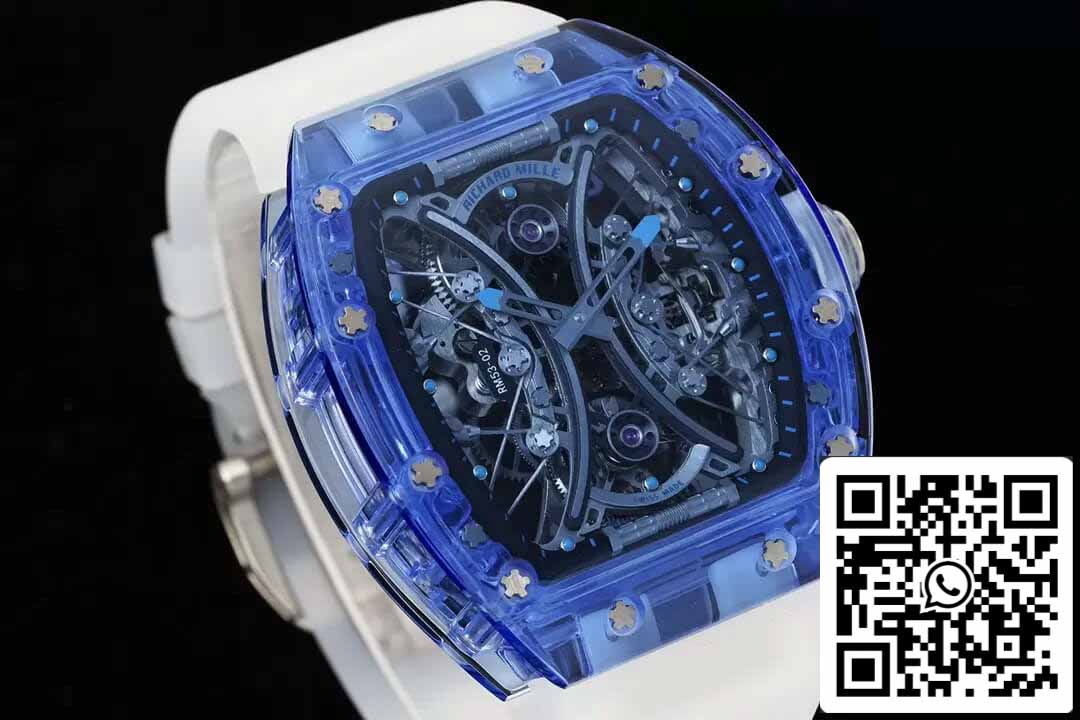 Richard Mille RM053-02 Tourbillon 1:1 Meilleure édition RM Factory Bleu Boîtier Transparent