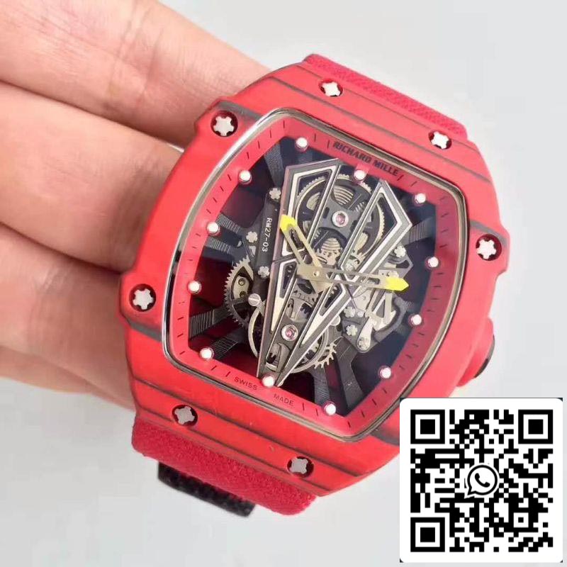 Richard Mille RM27-03 KV Factory 1:1 Meilleure édition suisse ETA9015 Carbone forgé rouge