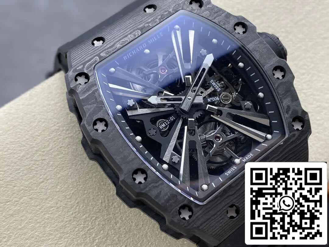 Richard Mille RM12-01 Tourbillon 1:1 Meilleure édition RM Factory Cadran squelette noir