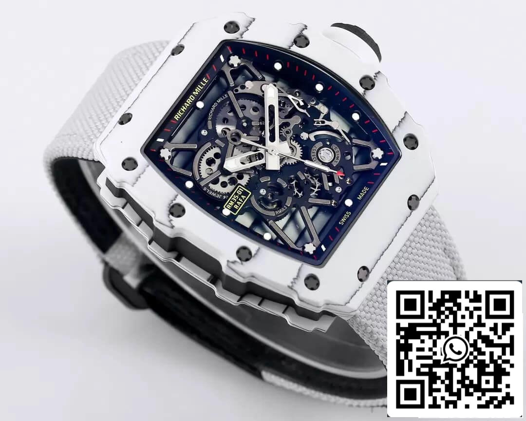 Richard Mille RM35-01 1:1 Meilleure édition BBR Factory Boîtier en fibre de carbone blanc