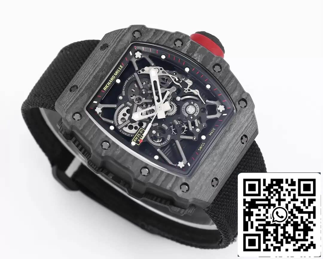 Richard Mille RM35-01 1:1 Meilleure édition BBR Factory Boîtier en fibre de carbone noir