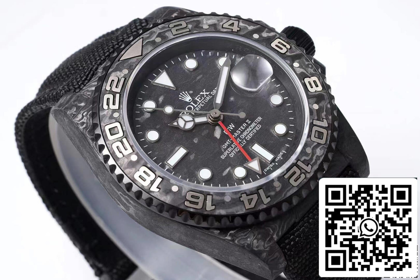 Rolex GMT-MASTER II Diw 1:1 Best Edition Carbonfaser-Schwarzes Stoffarmband