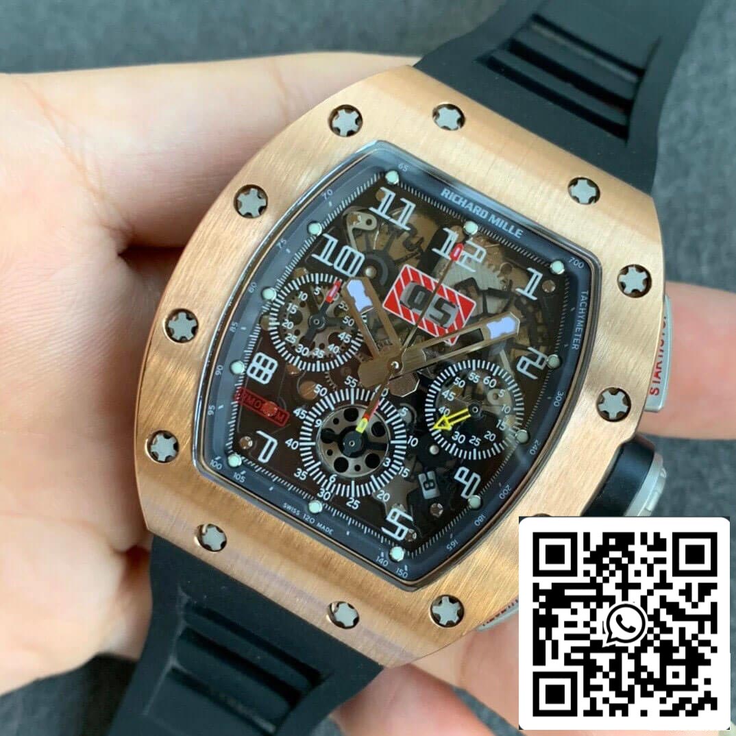 Richard Mille RM11 1:1 Best Edition KV Factory Rose Gold Black Strap