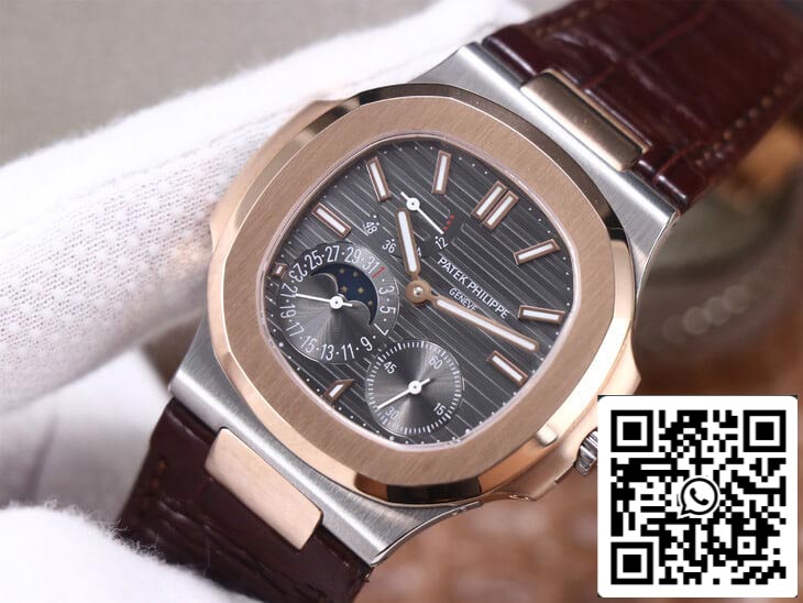 Patek Philippe Nautilus 5712GR-001 1:1 Best Edition PF Factory Rose Gold Leather Belt