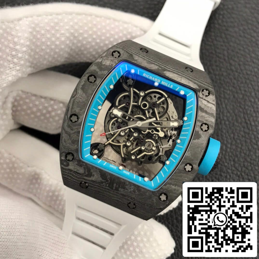 Richard Mille RM055 1:1 Melhor Edição ZF Factory Mostrador Esqueleto de Fibra de Carbono