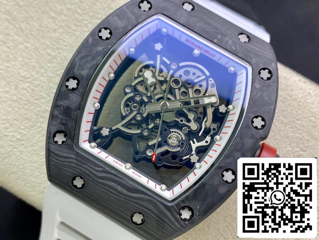 Richard Mille RM055 1:1 Melhor Edição KV Factory V2 Pulseira de borracha branca