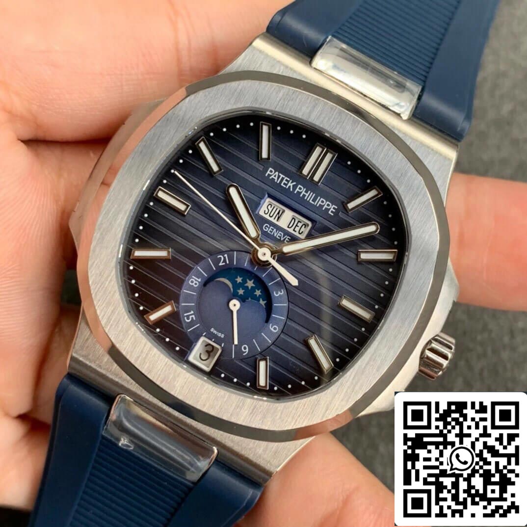 Patek Philippe Nautilus 5726 1:1 Meilleure édition GR Factory V2 Bracelet en caoutchouc bleu