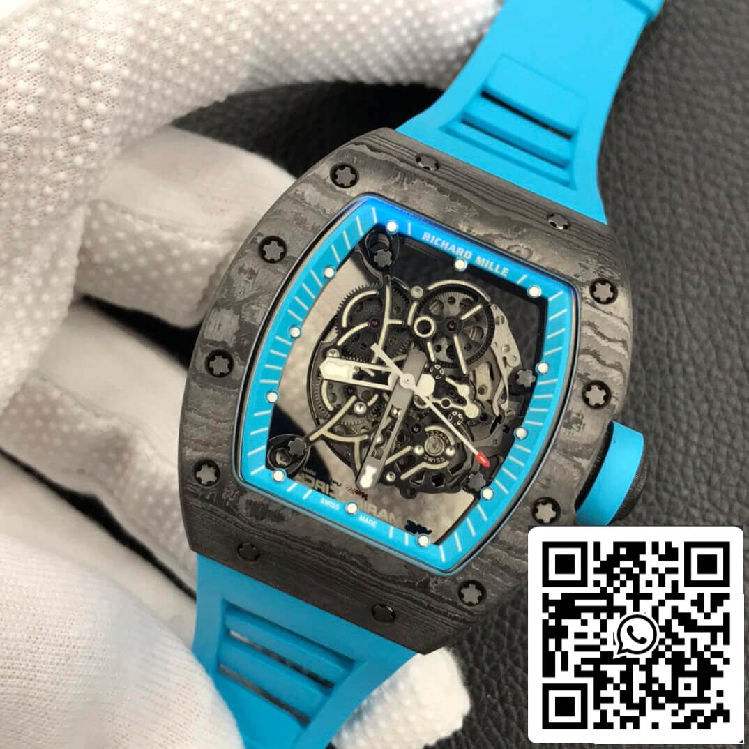 Richard Mille RM055 1:1 Melhor Edição ZF Factory Pulseira de Borracha Azul