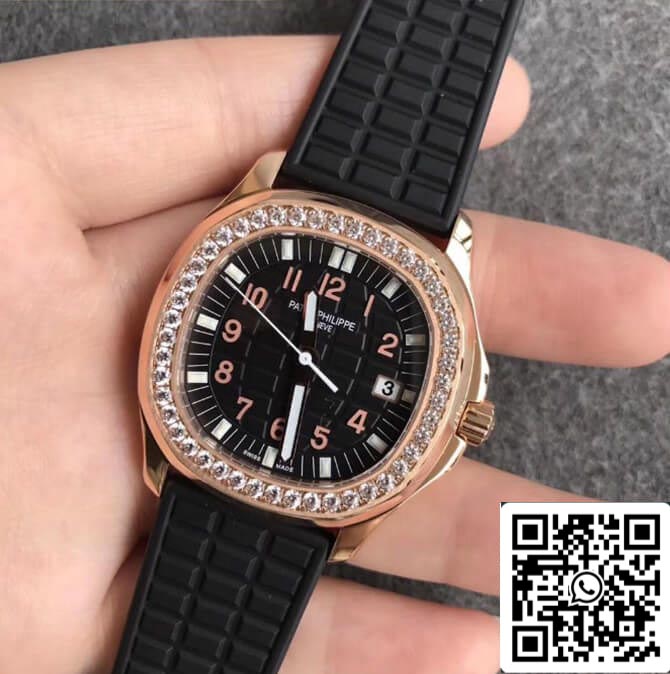 Patek Philippe Aquanaut 1:1 Best Edition PPF Factory Diamond Rose Gold Black Dial