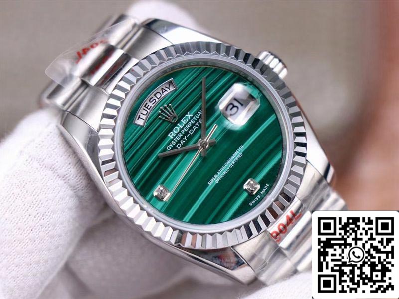 Rolex Day Date President 18038 1:1 Meilleure édition Cadran diamant vert malachite Mouvement suisse